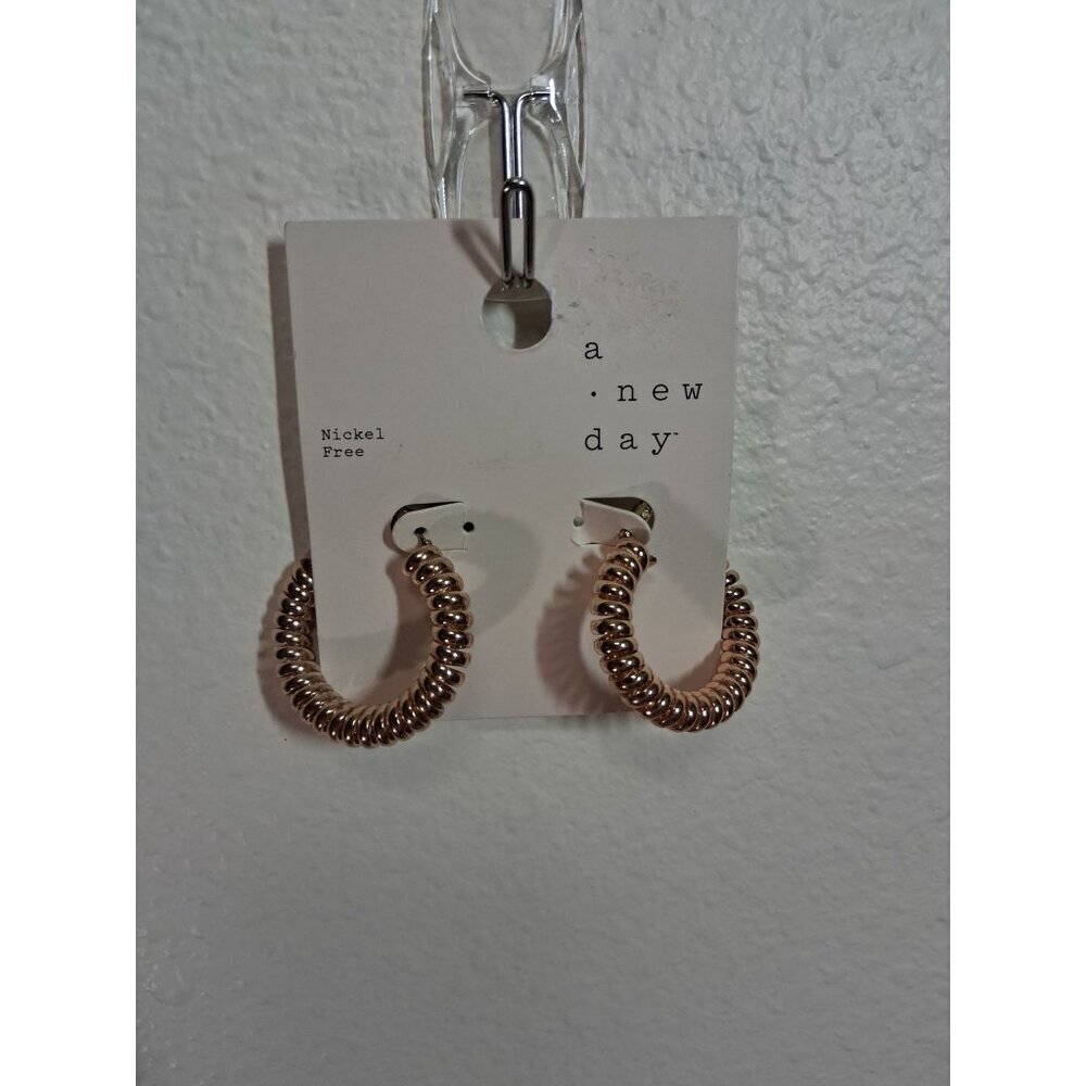 NWT A New Day Hoop Earring Set Gold Nickel Free Spiral Coil Style